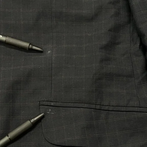 Kenneth Cole Reaction Wool Blazer Suit Jacket Coat 46 R‎ Dark Navy Blue Check - Picture 5 of 8